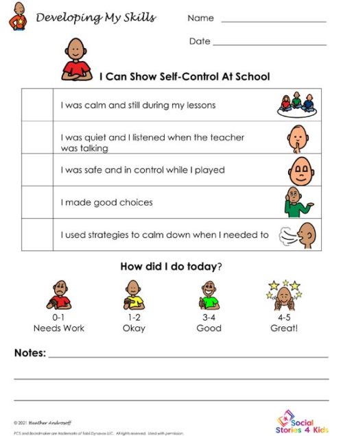 Developing My Skills - I Can Show Self-Control At School